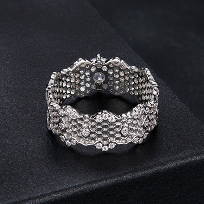 Lace-Inspired Wide Moissanite Ring