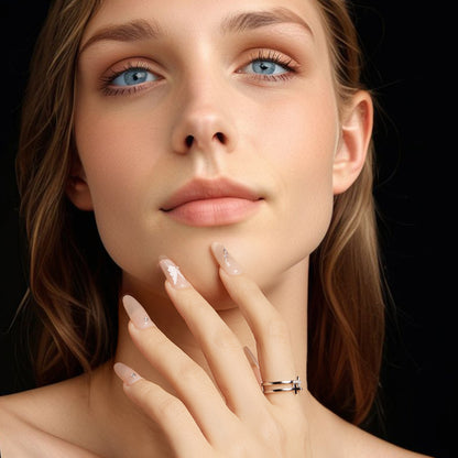 Double Cross Moissanite Ring