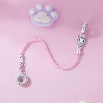 Pink Cat's Eye Safety Chain Charm