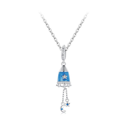 Moon-Star Rocket Pendant Charm