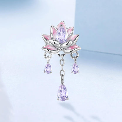 Pink Purple Lotus Tassel Silicone Beads Charm