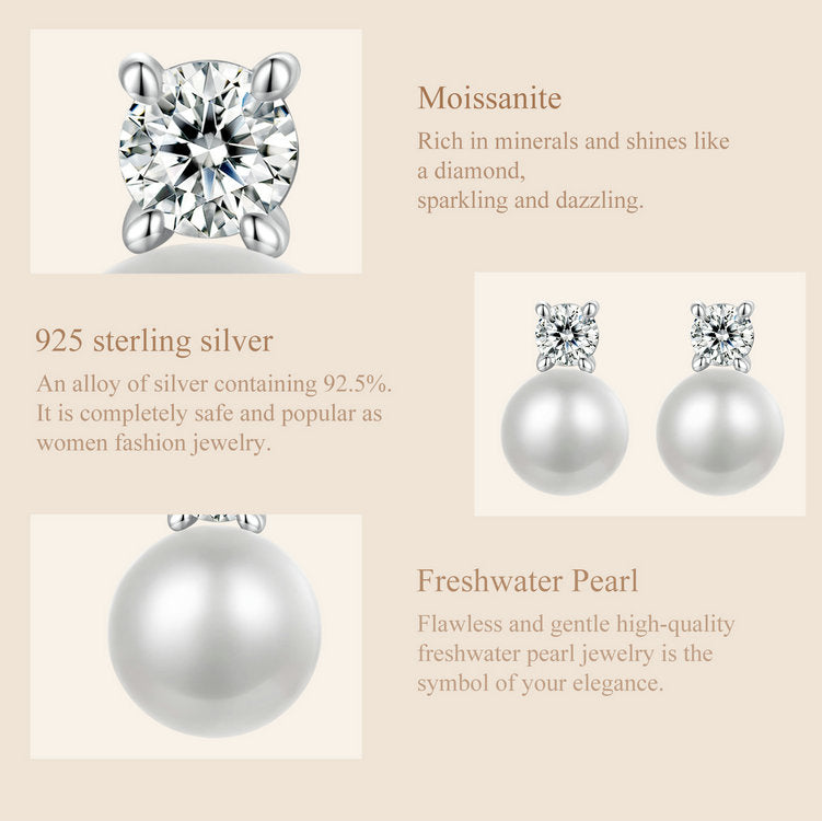 Natural Pearl & 0.5ct Moissanite Studs