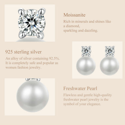 Natural Pearl & 0.5ct Moissanite Studs