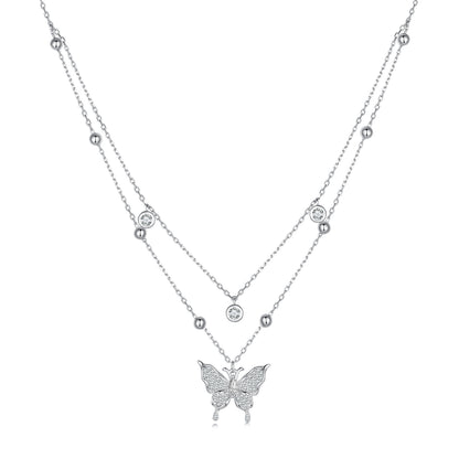 Double-layer Fringe Butterfly Necklace