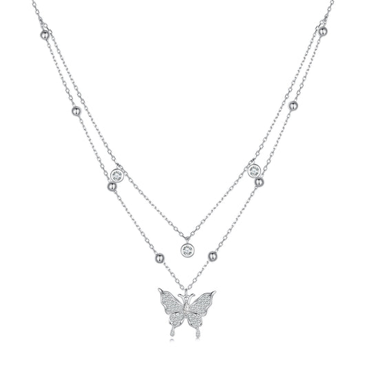 Double-layer Fringe Butterfly Necklace