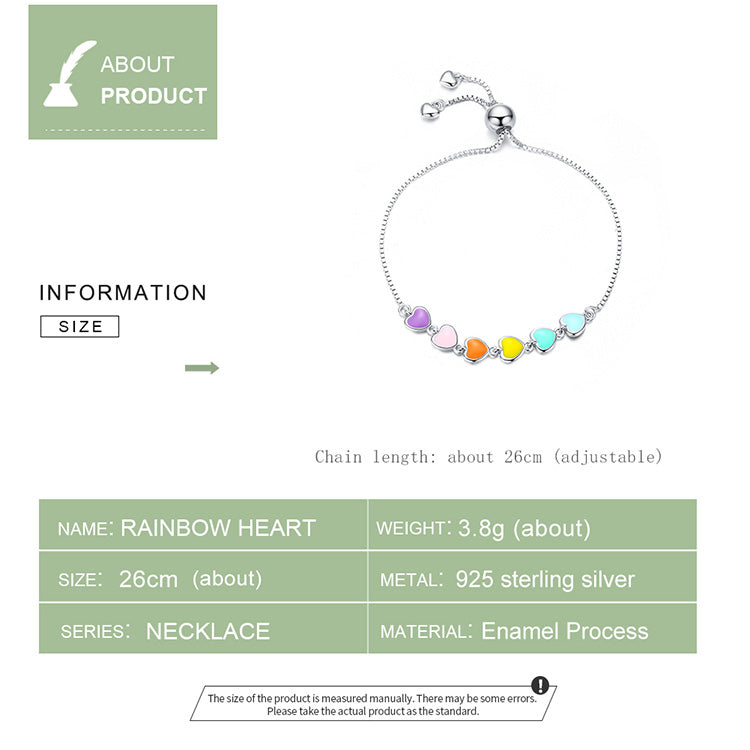 Rainbow Heart Charm Bracelet