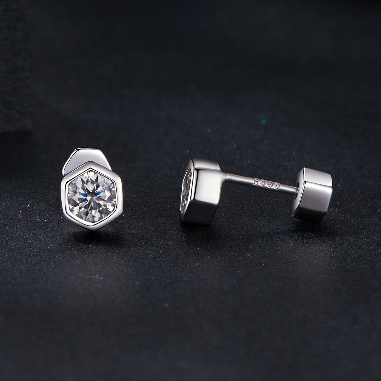 Hexagonal Classic Moissanite Studs