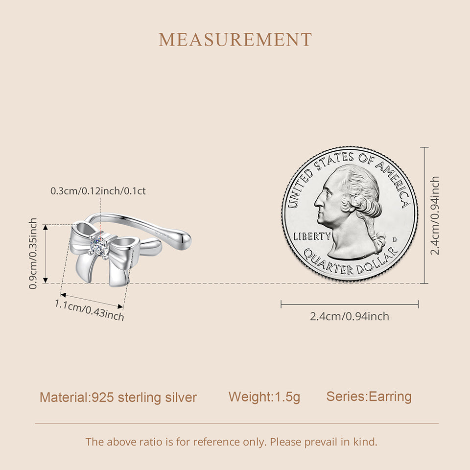 Bow Design Moissanite Ear Cuffs