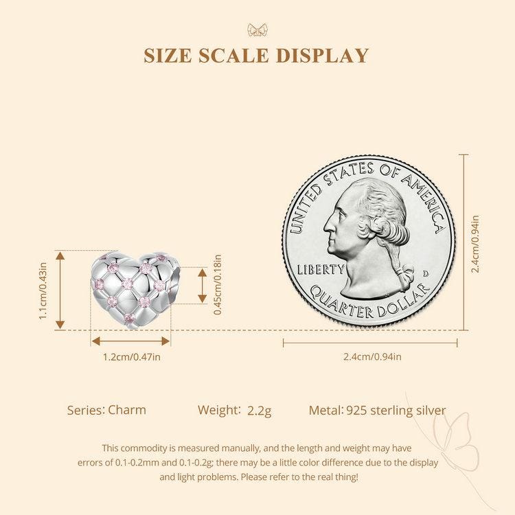 Love Heart Diamond pattern Bead Charm