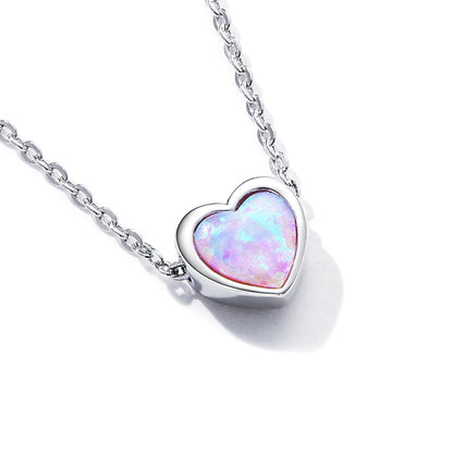Opal Heart Pendant Necklace