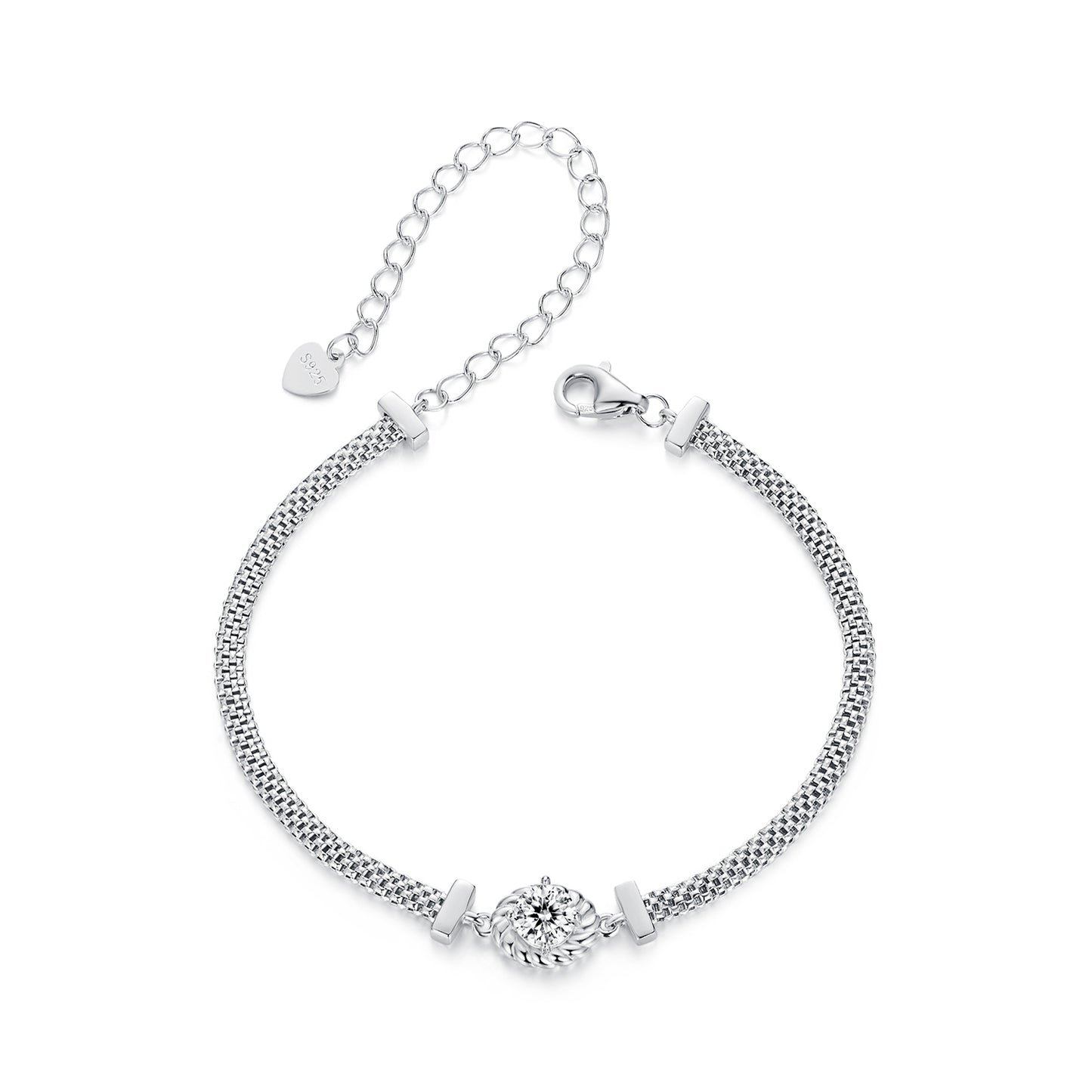 Woven Sterling Silver Moissanite Bracelet