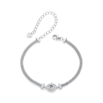 Woven Sterling Silver Moissanite Bracelet