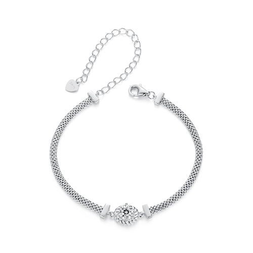 Woven Sterling Silver Moissanite Bracelet