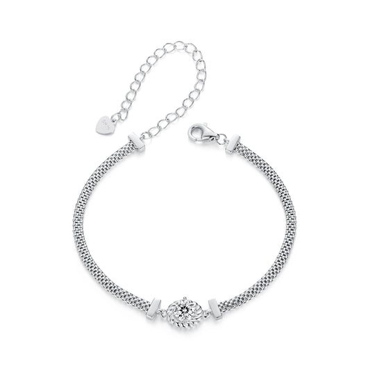 Woven Sterling Silver Moissanite Bracelet