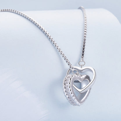 Double Hoop Heart Pendant Necklace