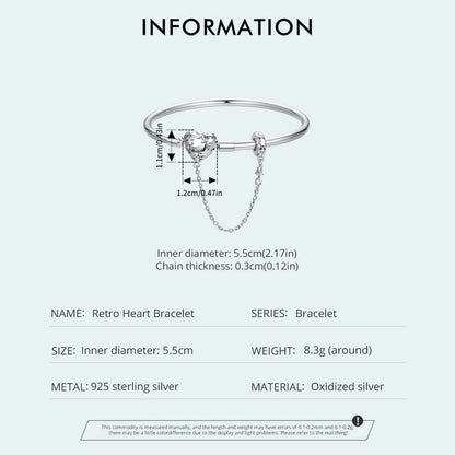 Vintage Heart Pattern Bangle