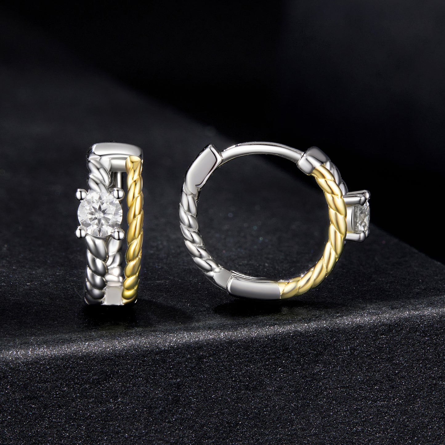 Two-Tone Moissanite Ear Climbers