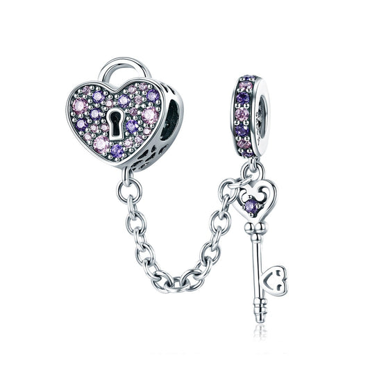 The Key of Heart Safety Chain Charm