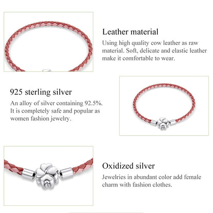 Gradient Clover Leather Basic Bracelet