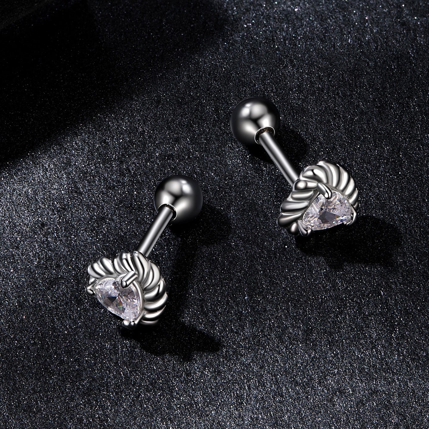 Spiral Ball Moissanite Studs (Heart)