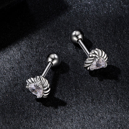 Spiral Ball Moissanite Studs (Heart)