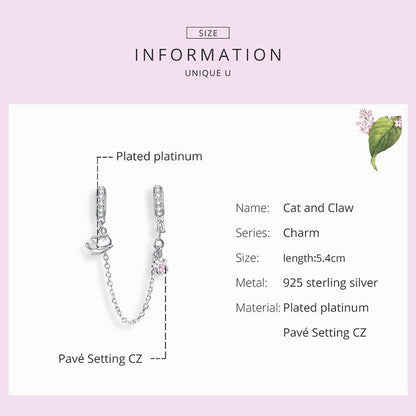 Cat and Claw Safety Chain Charm