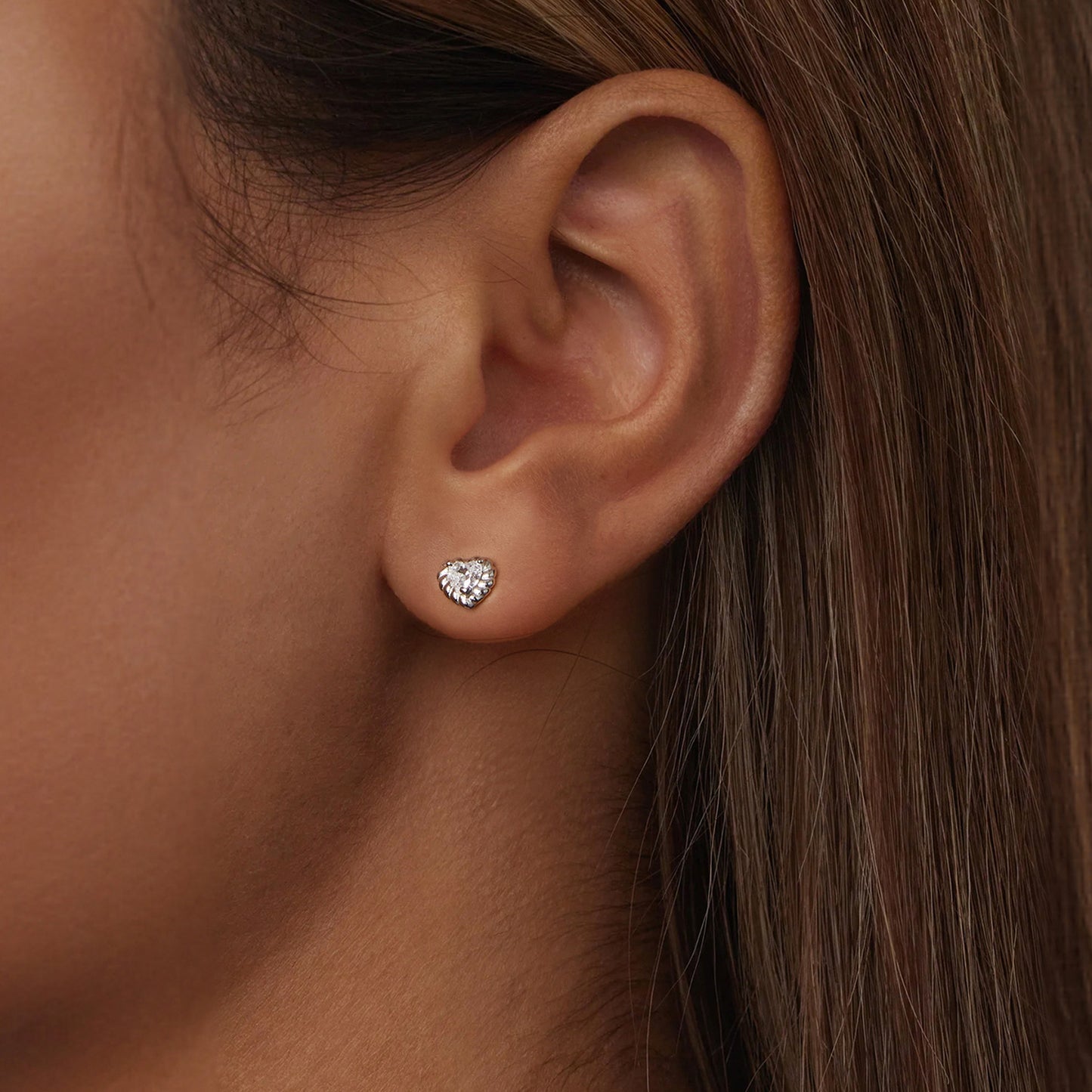 Spiral Ball Moissanite Studs (Heart)