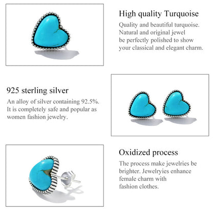 Heart Turquoise Stud Earrings