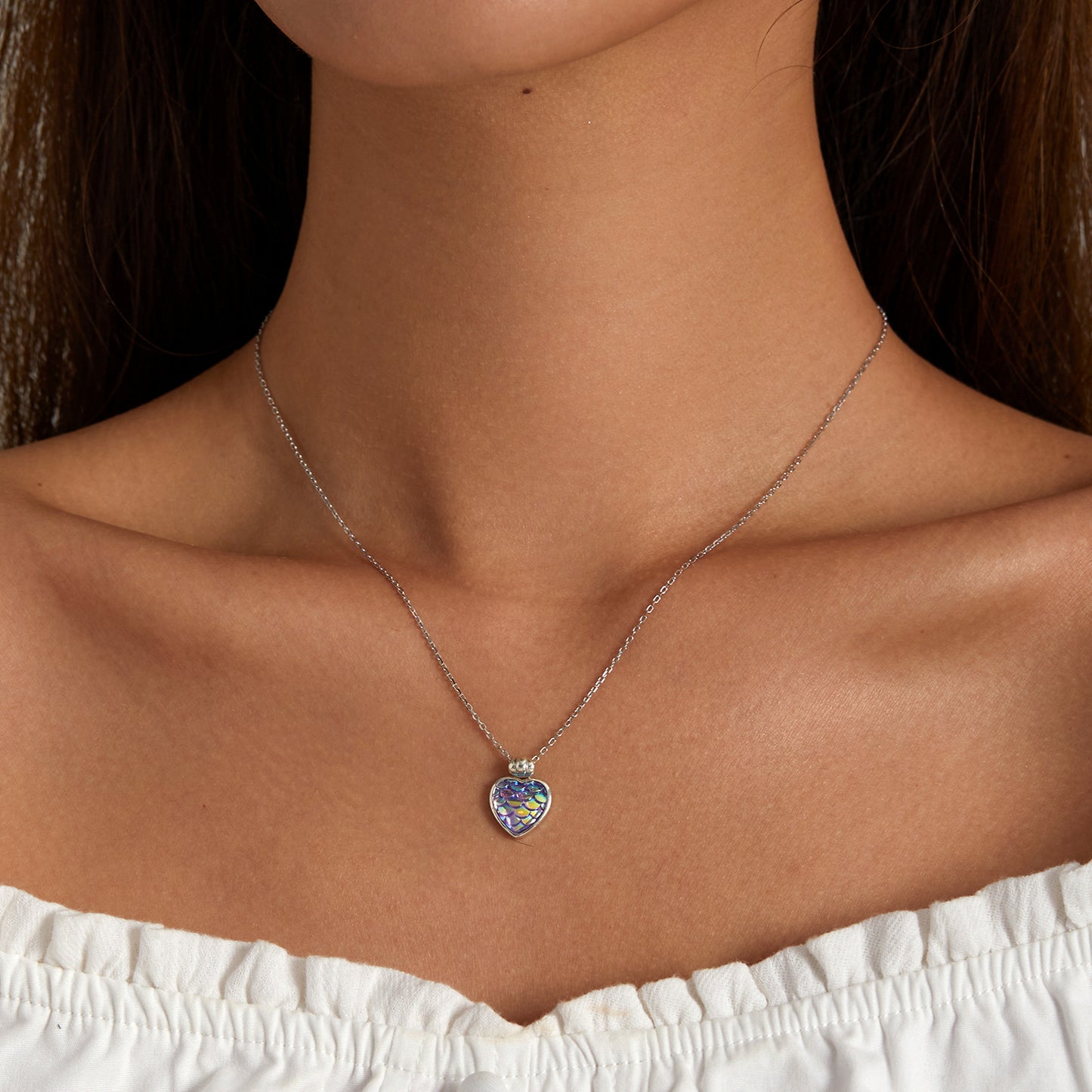 Scale Heart Pendant Necklace