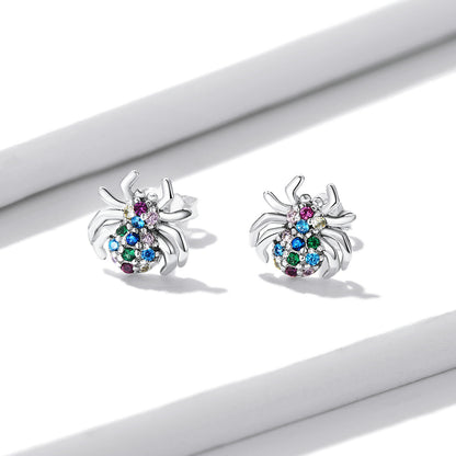 Iridescent Spider Stud Earrings
