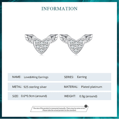 Heart Wing Stud Earrings
