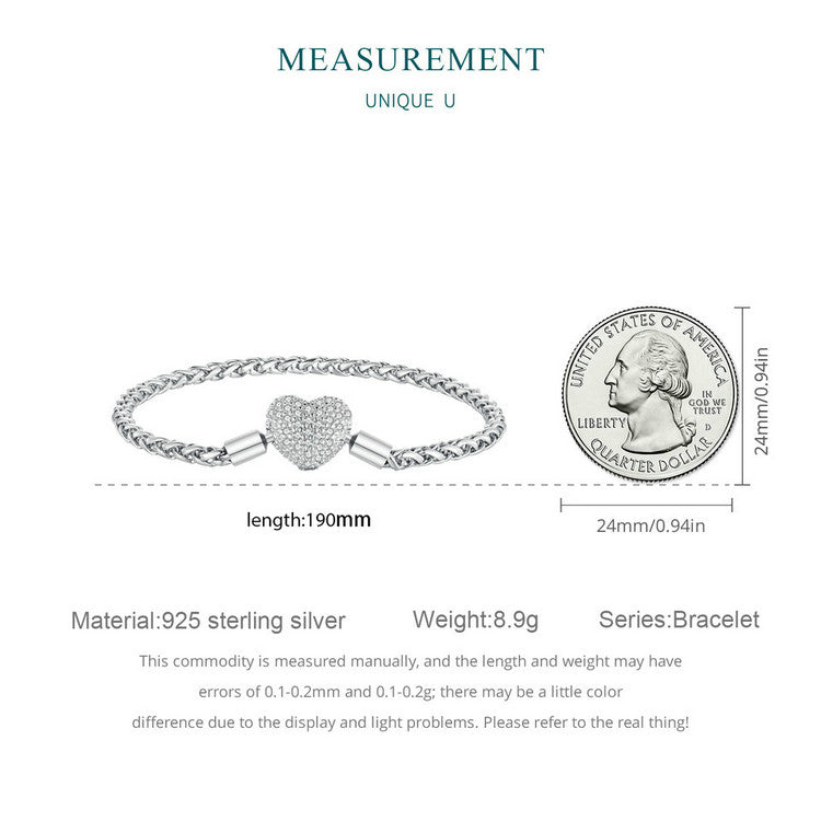 Sparkling Heart-Shaped Basic Bracelet