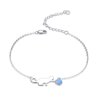 Cat Opal Charm Bracelet