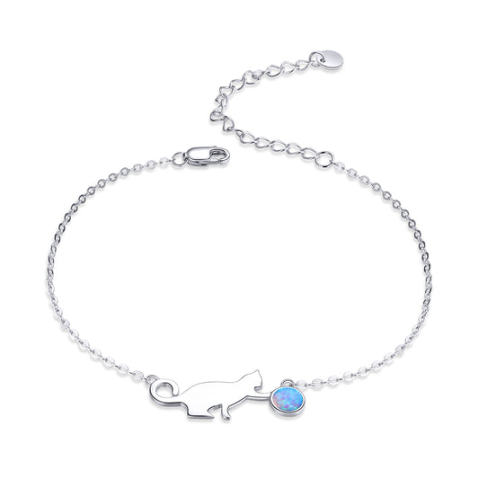 Cat Opal Charm Bracelet
