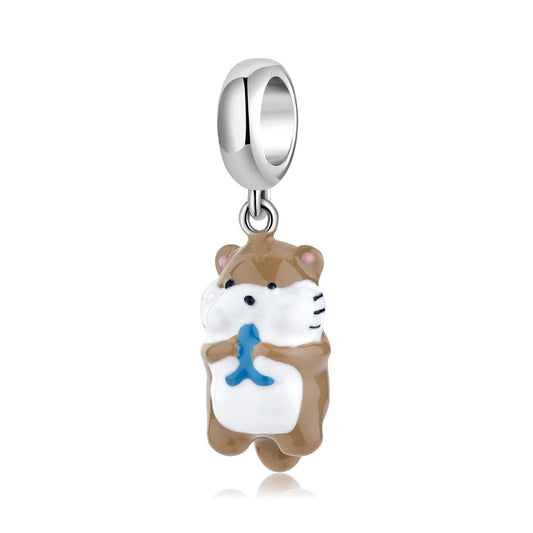 Otter Eating Fish Pendant Charm