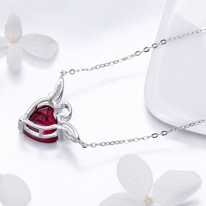Crimson Love Wings Sterling Silver Necklace