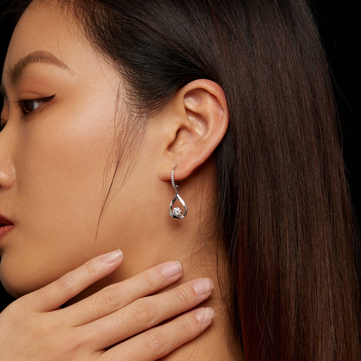 Teardrop Moissanite Spring Earrings