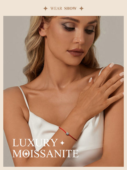 Deluxe Red Cord Moissanite Bracelet