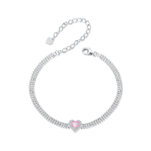 Frosted Floral Heart Bracelet