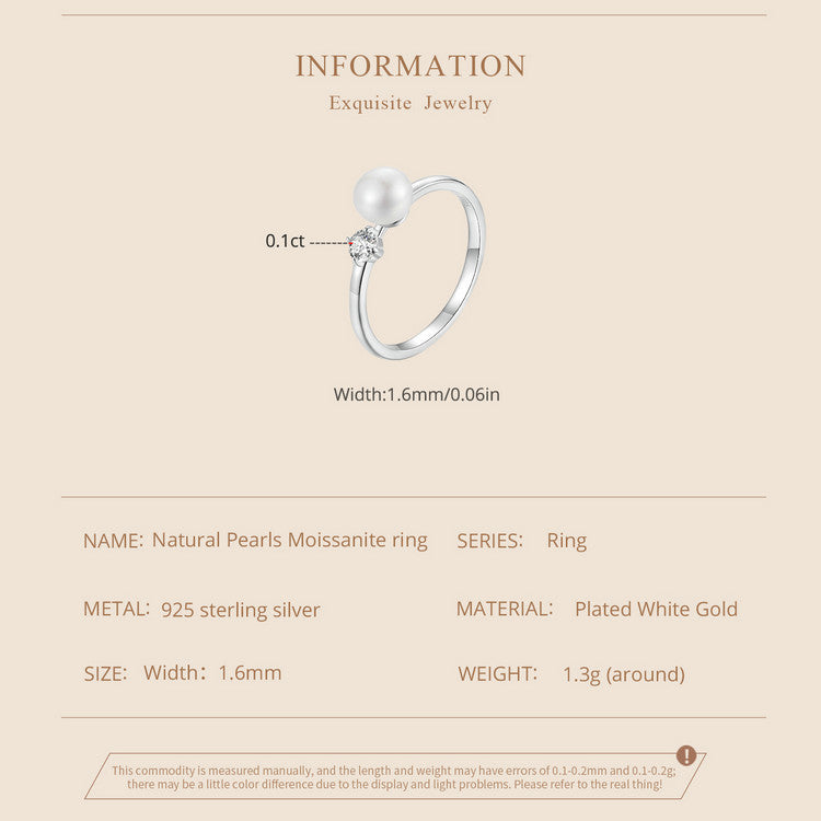 Natural Pearl Moissanite Ring