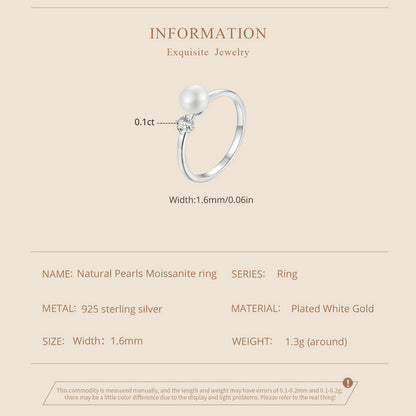Natural Pearl Moissanite Ring