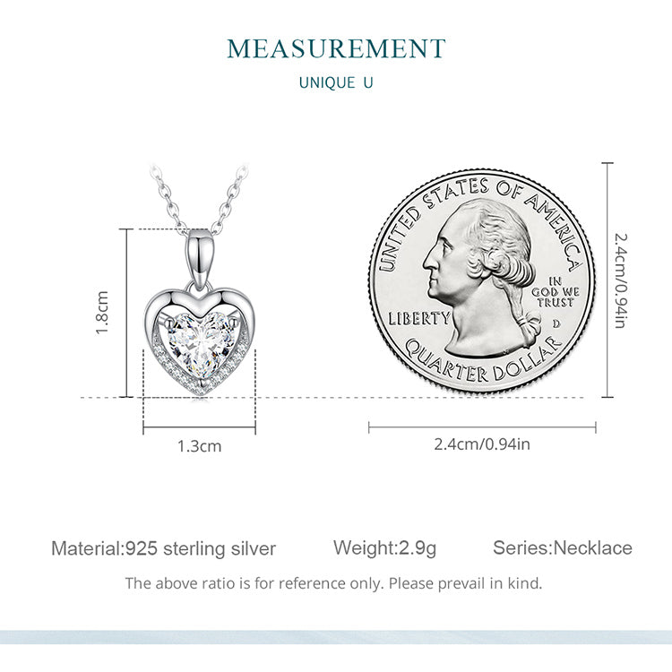 Heart-shaped White Zircon Necklace