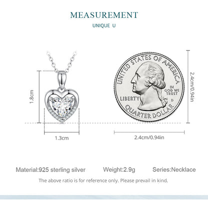 Heart-shaped White Zircon Necklace