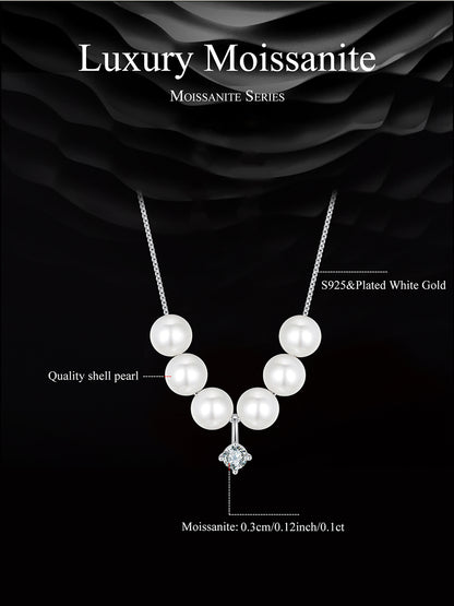Dynamic Pearl Moissanite Collarbone Necklace