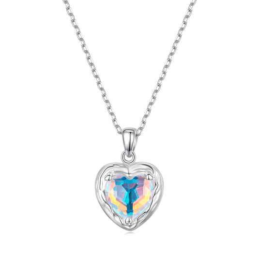 Iridescent Heart Glass Necklace