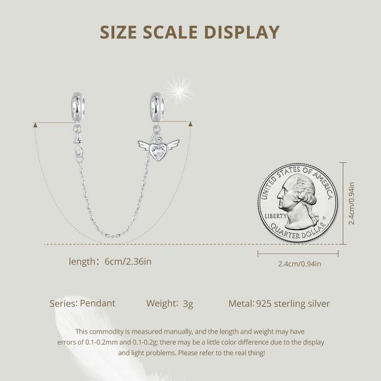 Heart Wing Safety Chain Charm