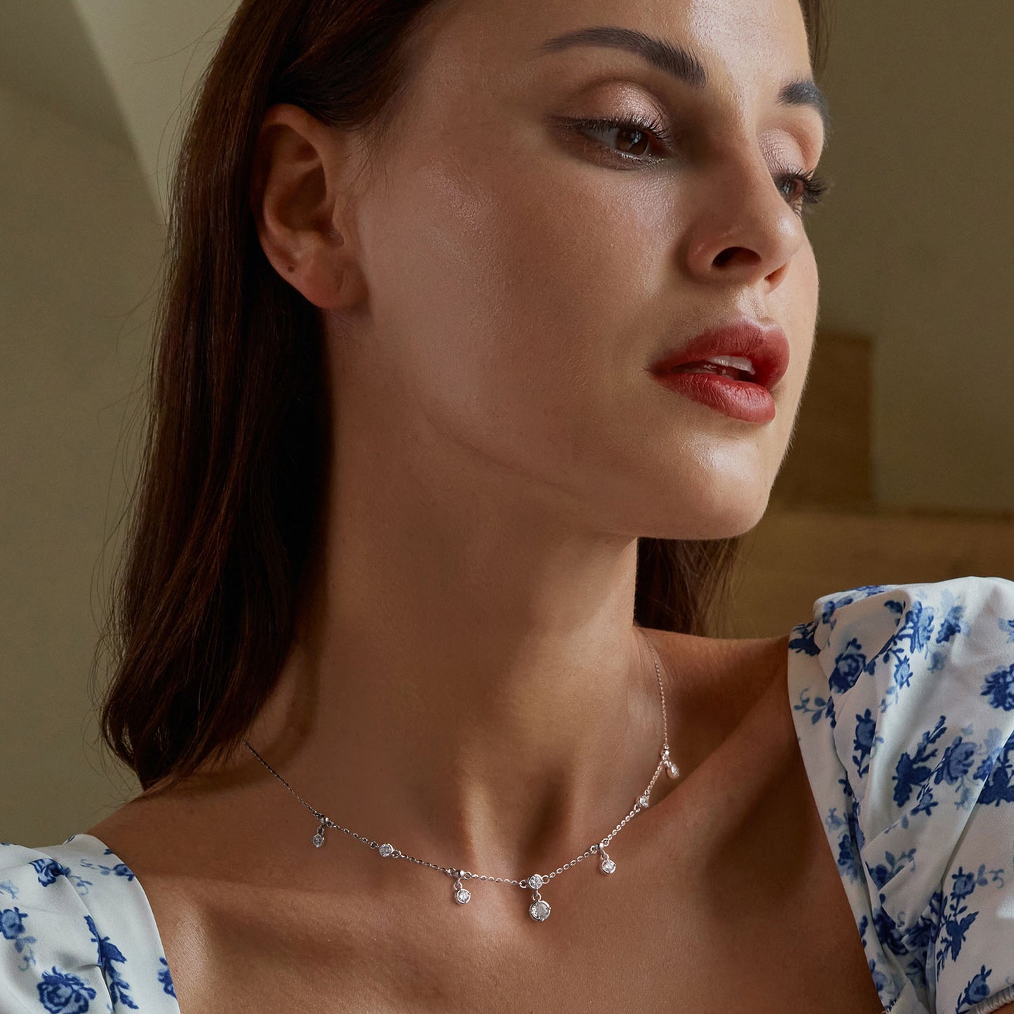 Shimmering Collarbone Fringe Necklace