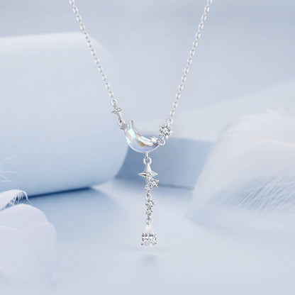 Moon and Stars Drop Necklace