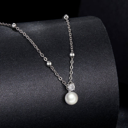 Pearl Moissanite Collarbone Necklace