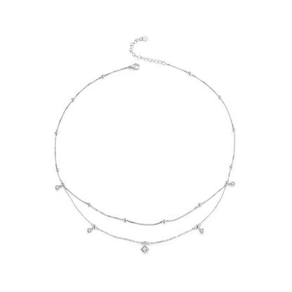 Double-Layer Tassel Moissanite Necklace